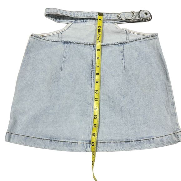 Revolve We Wore What Skirt Women S Denim Cut Out Mini Light Wash 90s Y2K Casual - Picture 11 of 16